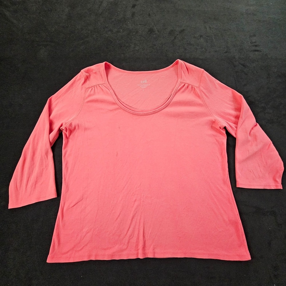J. Jill Pink 3/4 Sleeve Pima Cotton Scoop Neck T-Shirt Women's XL